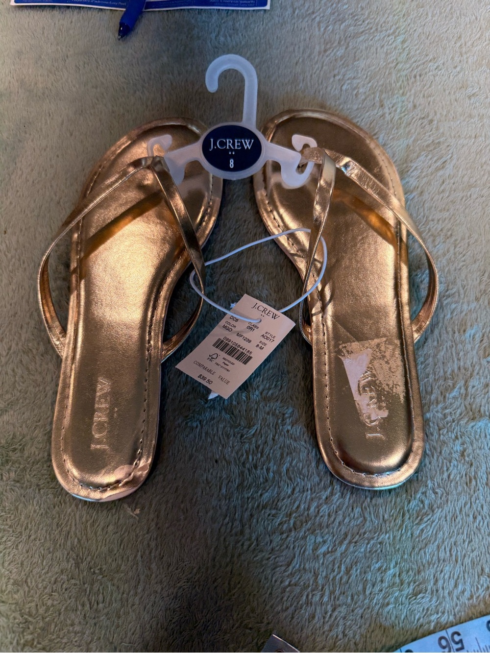 J. Crew Metallic Rose Gold Thong Sandals
